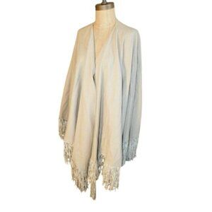 Baya Eyes One Size Cashmere Blend Fringed Wrap NWT $295